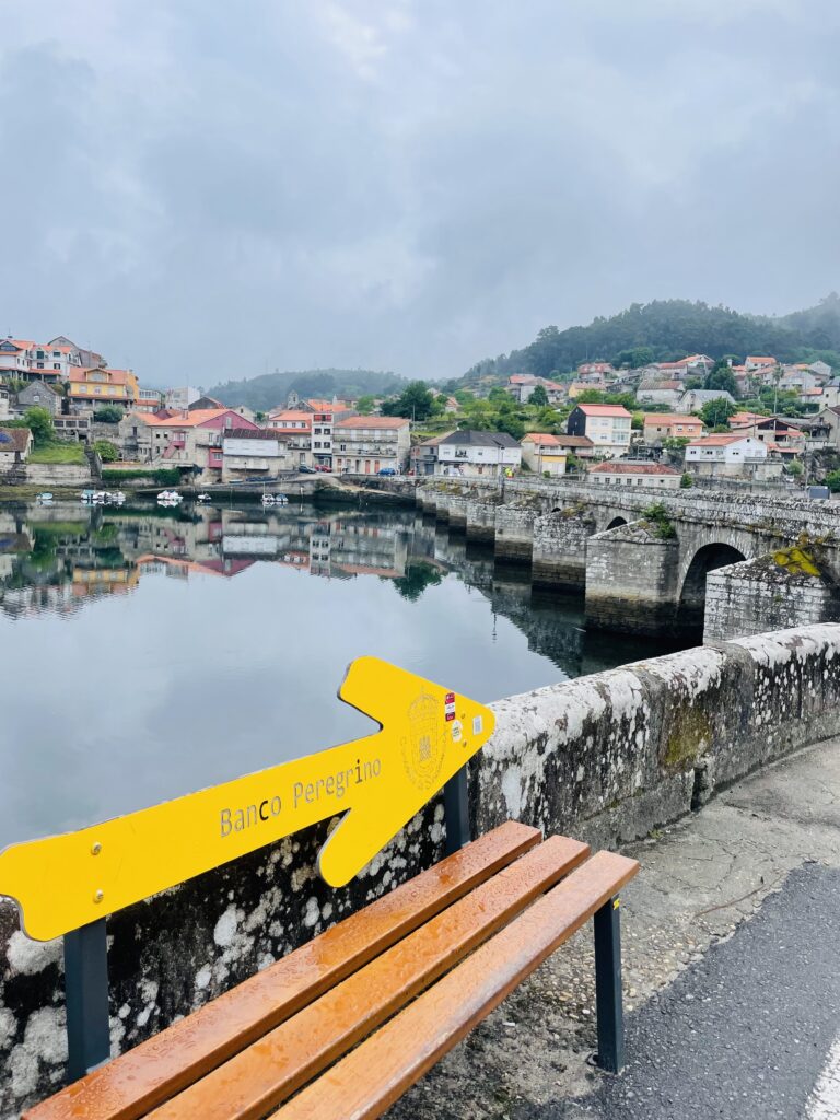 Ancient Roman bridge on the Camino Portugues. 