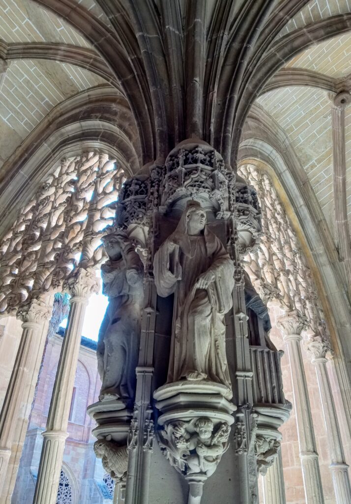 Carved Gothic windows and sculptures